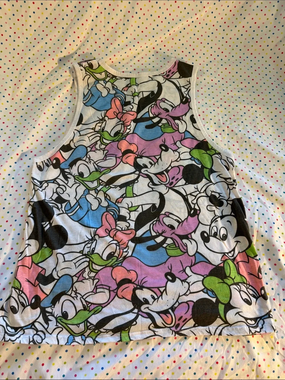 Disney Multicolor Cartoon Character Tank Top - White Trim